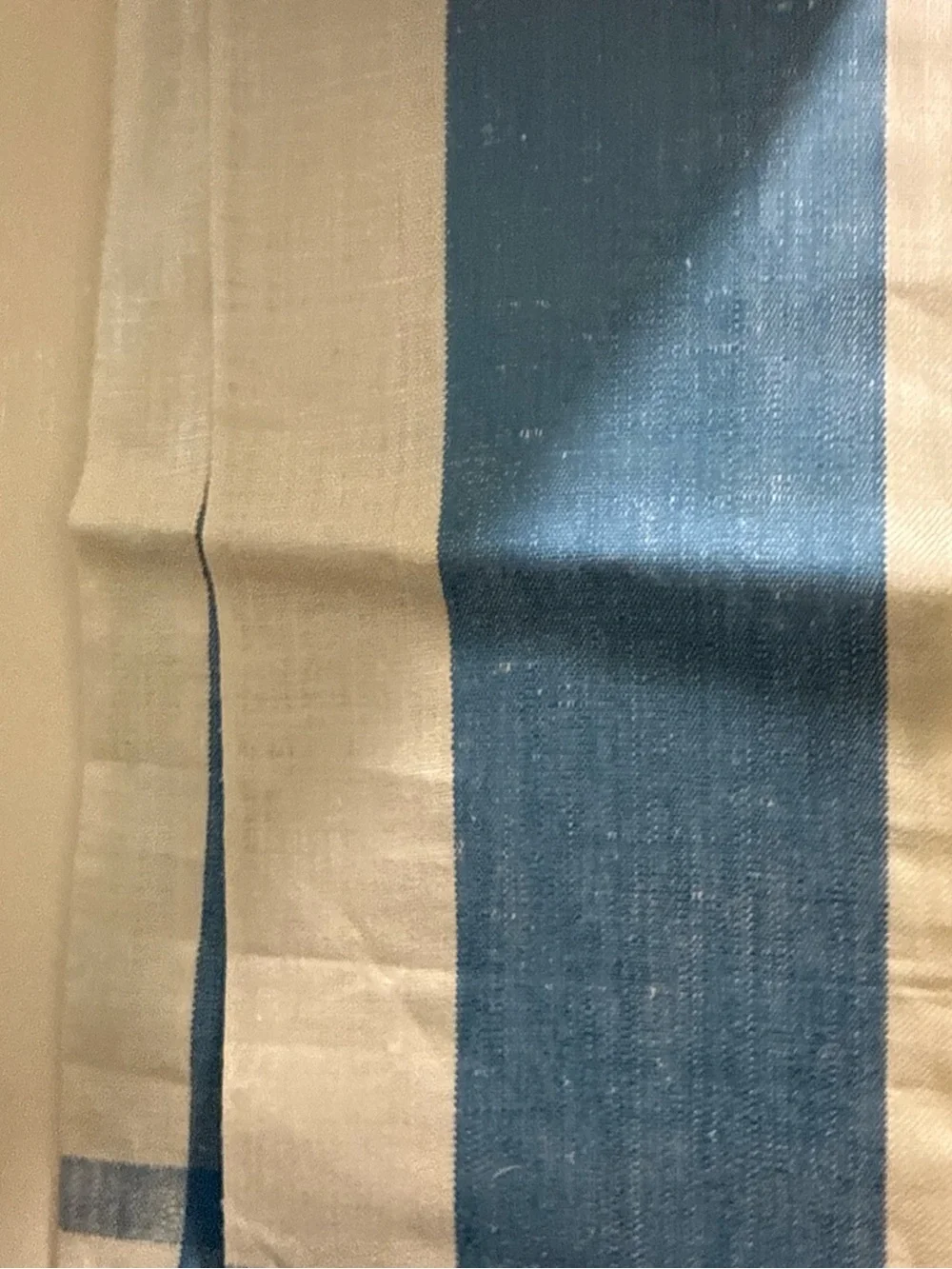 NOS Linen Tea towel MCM RetroPure Linen Blue & Green Decorative Tea Towel by